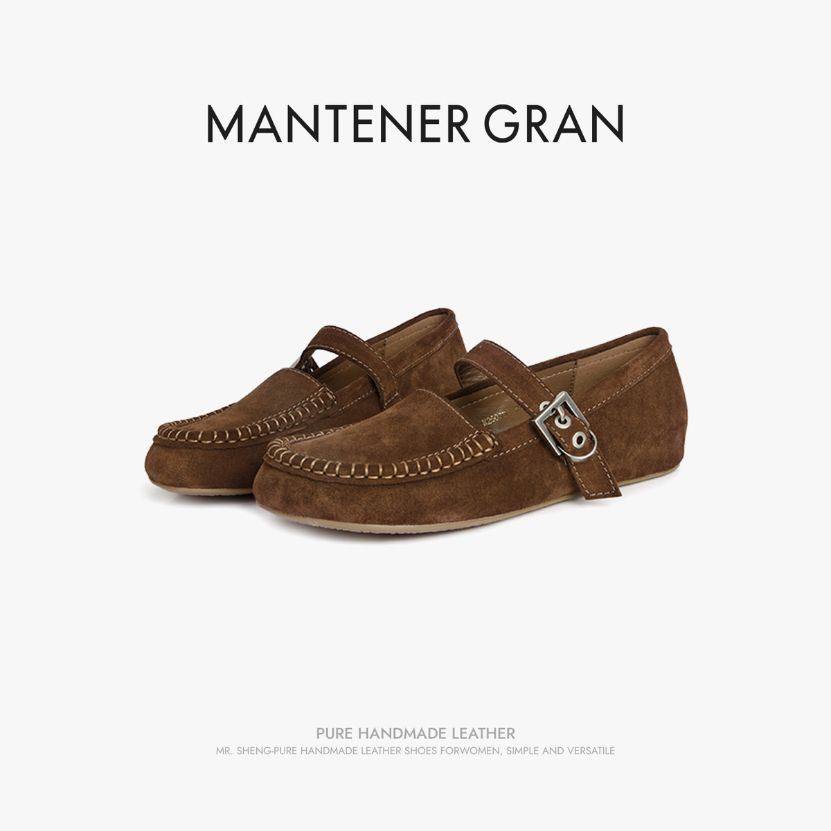 12992796.MG.单鞋Mantener Gran圆头乐福鞋女时尚百搭一字带皮带扣女单鞋小皮鞋