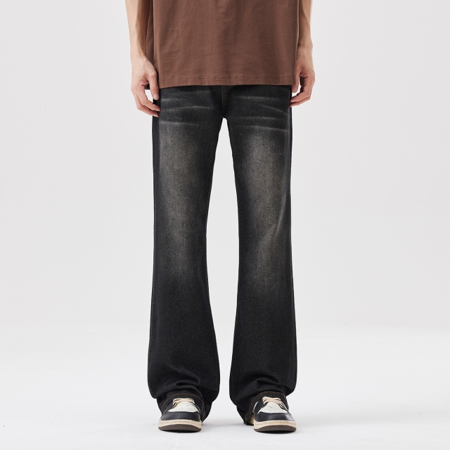 13706676.【断码特卖】i.t ccaabb潮男帅气阔腿裤猫须磨白牛仔裤