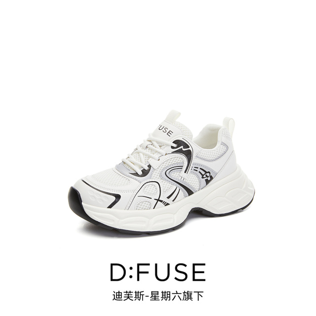 12996031.【墨斯本&D：Fuse/迪芙斯联名款】爆款厚底老爹鞋百搭日常休闲运动跑步舒适女款鞋DFD111206I