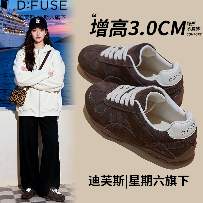12996022.【墨斯本&D：Fuse/迪芙斯联名款】时尚潮款豹纹秋冬新款复古低帮圆头德训鞋休闲女鞋DFD411228J