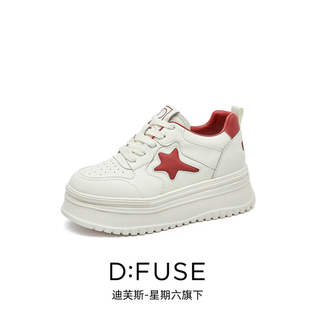 12996028.【墨斯本&D：Fuse/迪芙斯联名款】爆款厚底星星款女板鞋百搭简约休闲运动鞋女款DFD111204I