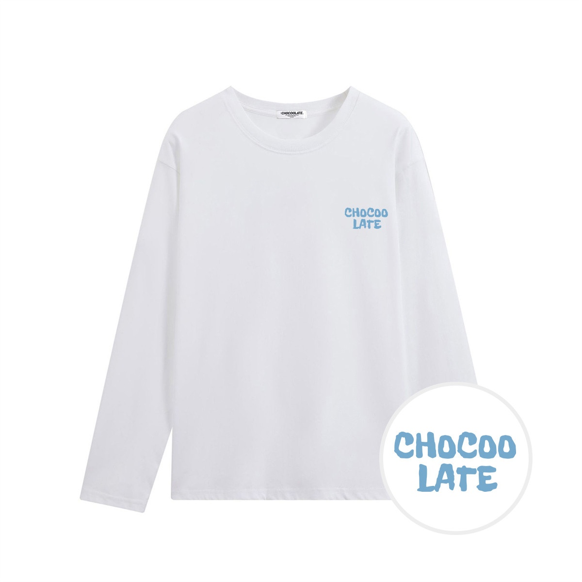 13708389.i.t CHOCOOLATE撞色简约LOGO全棉长袖T恤情侣