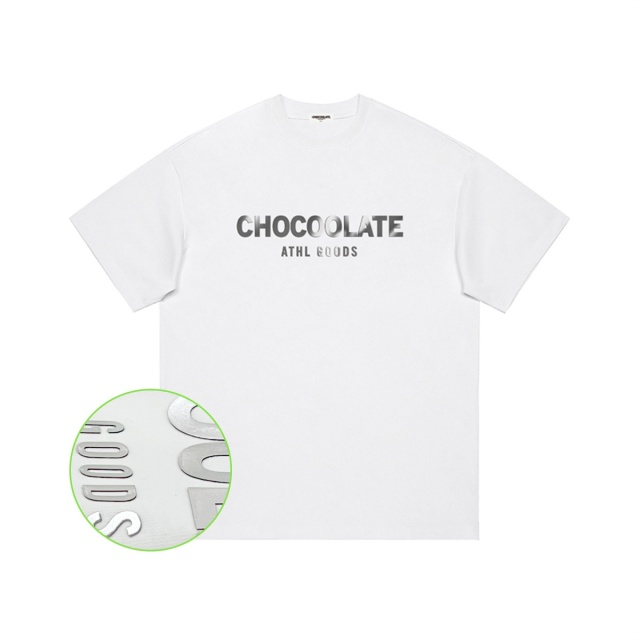 13709019.CHOCOOLATE【刻字模工艺】渐变LOGO全棉男T恤短袖