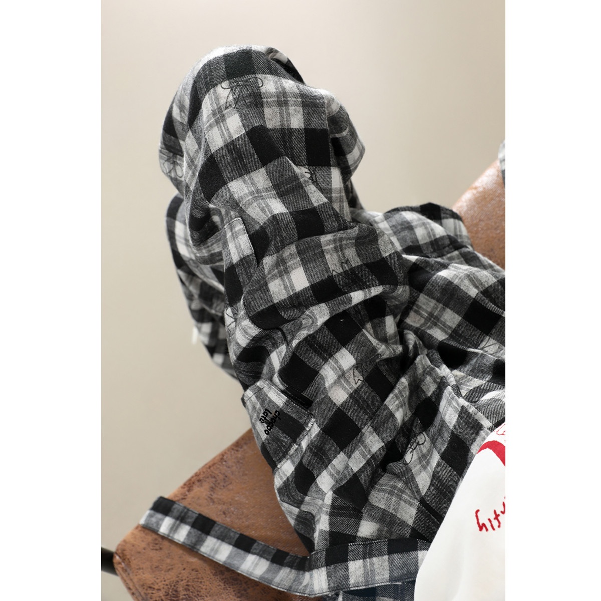 13707465.CHOCOOLATE黑色格子工装裤休闲裤显瘦百搭阔腿裤