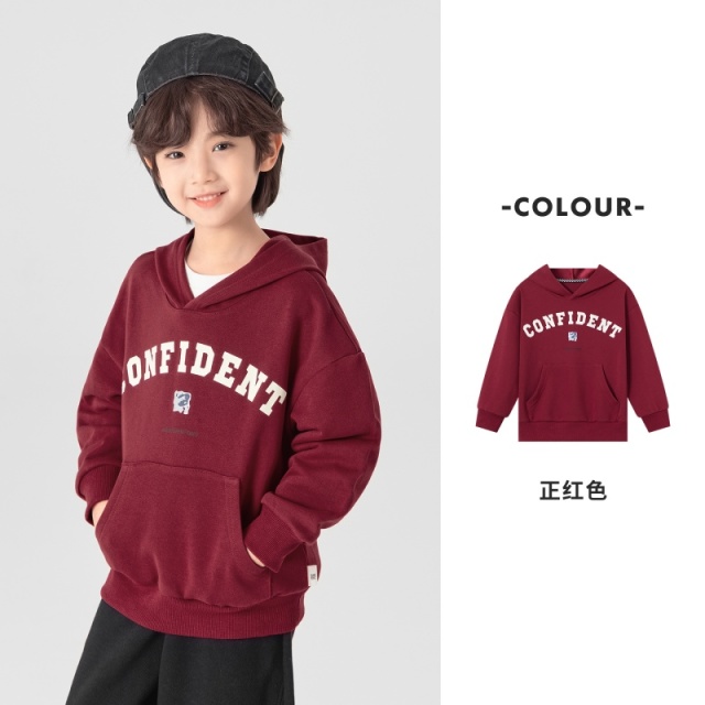 13311138.男童卫衣春秋款透气宽松拜年服上衣潮流美式儿童休闲运动插兜帽衫