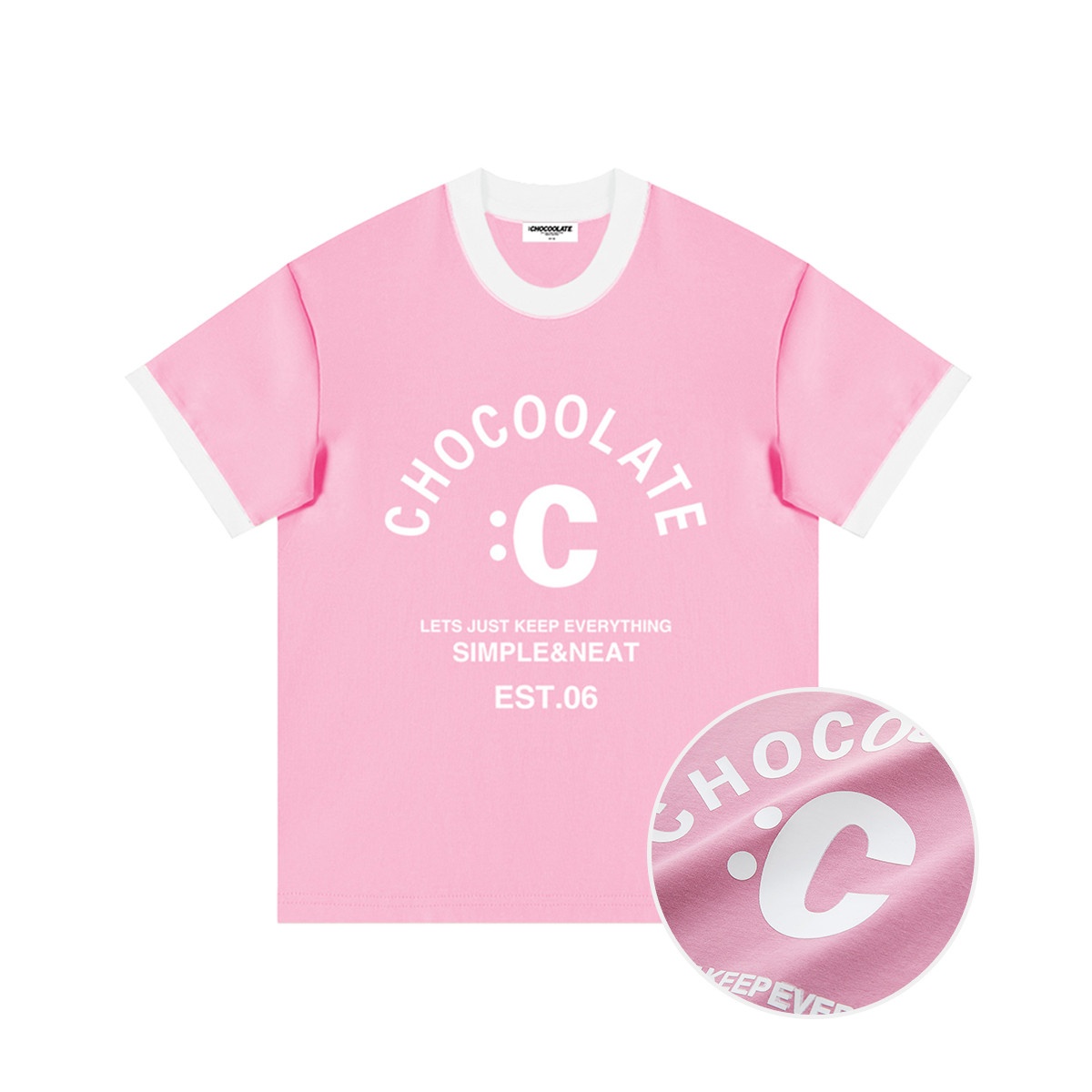 13708758.i.t CHOCOOLATE女装夏季舒适字母圆领印花短袖T恤