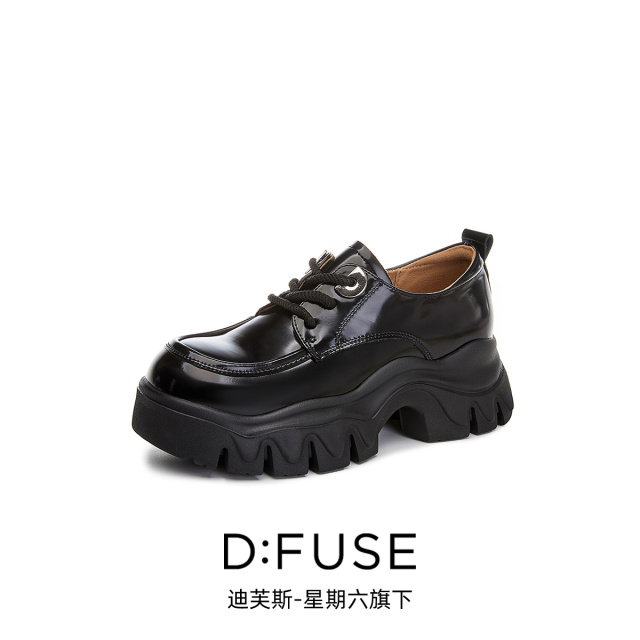 13002701.【墨斯本&D：Fuse/迪芙斯联名款】新款厚底乐福鞋圆头系带舒适百搭时尚休闲女单鞋DFD111200I