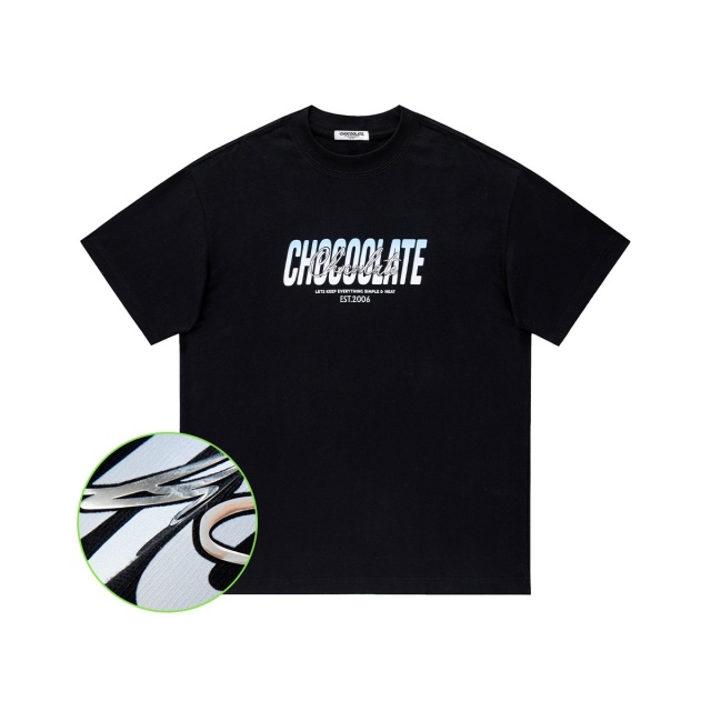 13708976.CHOCOOLATE【刻字模工艺】立体LOGO全棉短袖T恤男