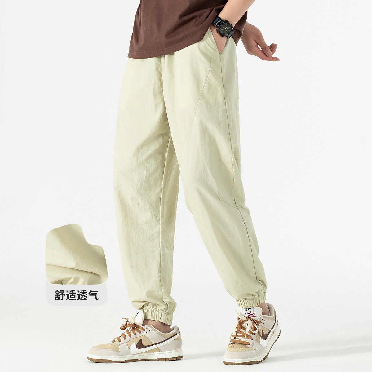 13707994.it ccaabb男装春夏个性百搭男式系绳休闲束脚裤
