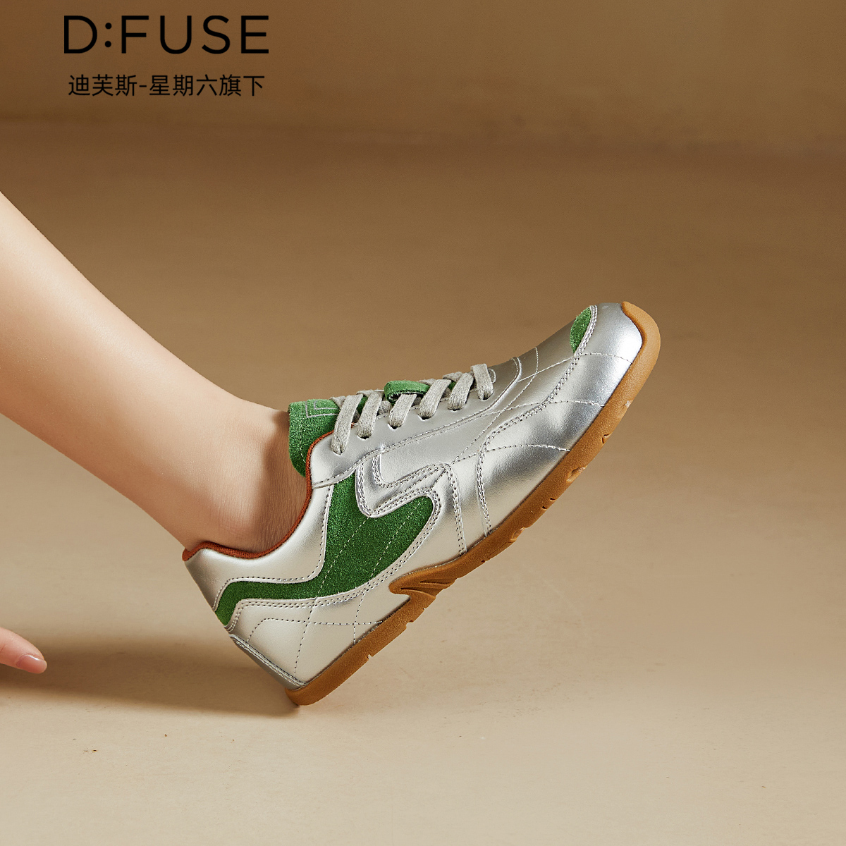 13000145.【墨斯本&D:Fuse/迪芙斯联名款】圆头系带软底户外德训鞋赛车休闲运动跑步女款DF4311201J