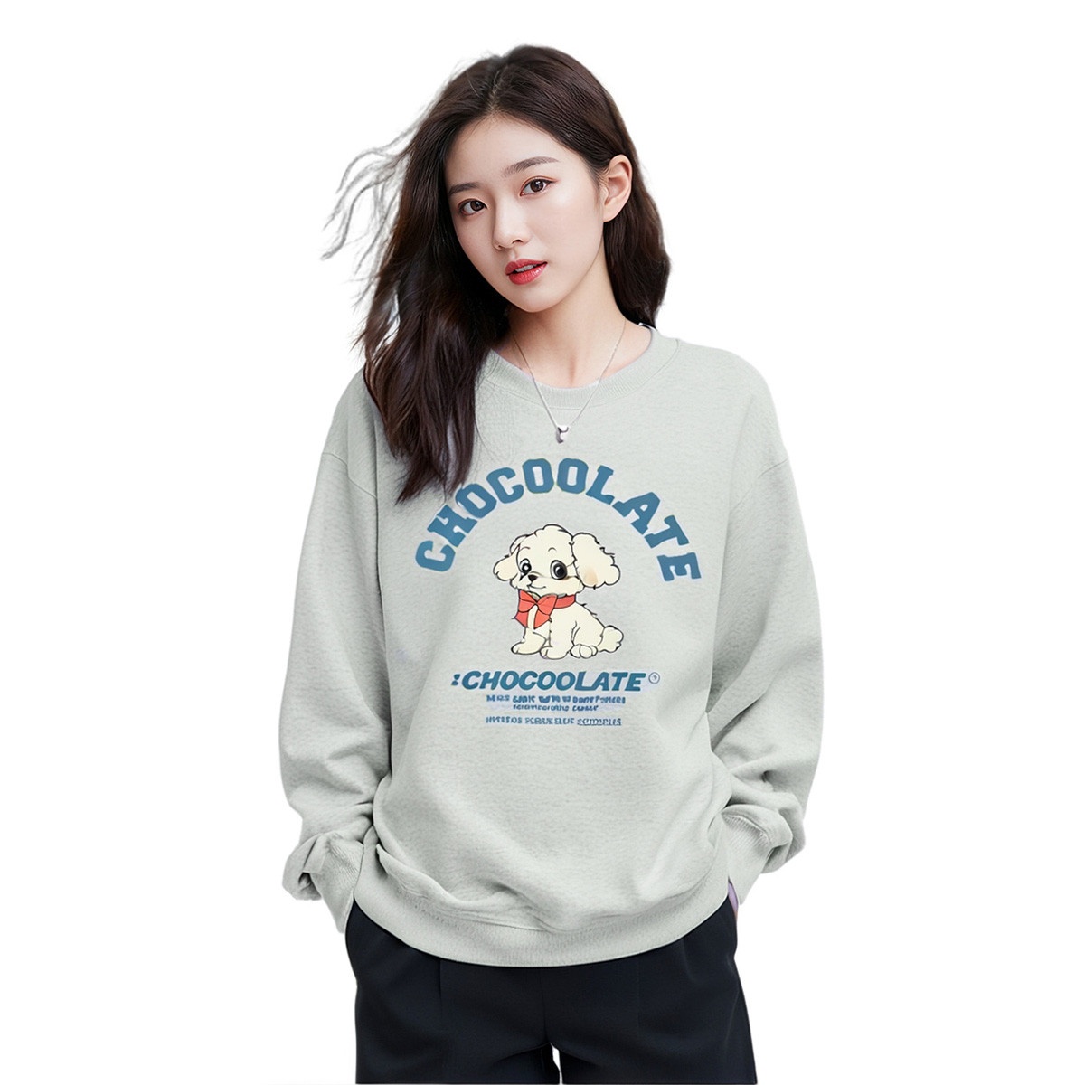 13707863.i.t CHOCOOLATE百搭圆领休闲套头落肩长袖女式卫衣