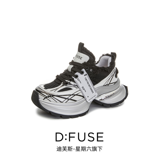 13003422.【墨斯本&D：Fuse/迪芙斯联名款】爆款圆头系带厚底老爹鞋百搭时尚休闲女运动鞋DF4311217J