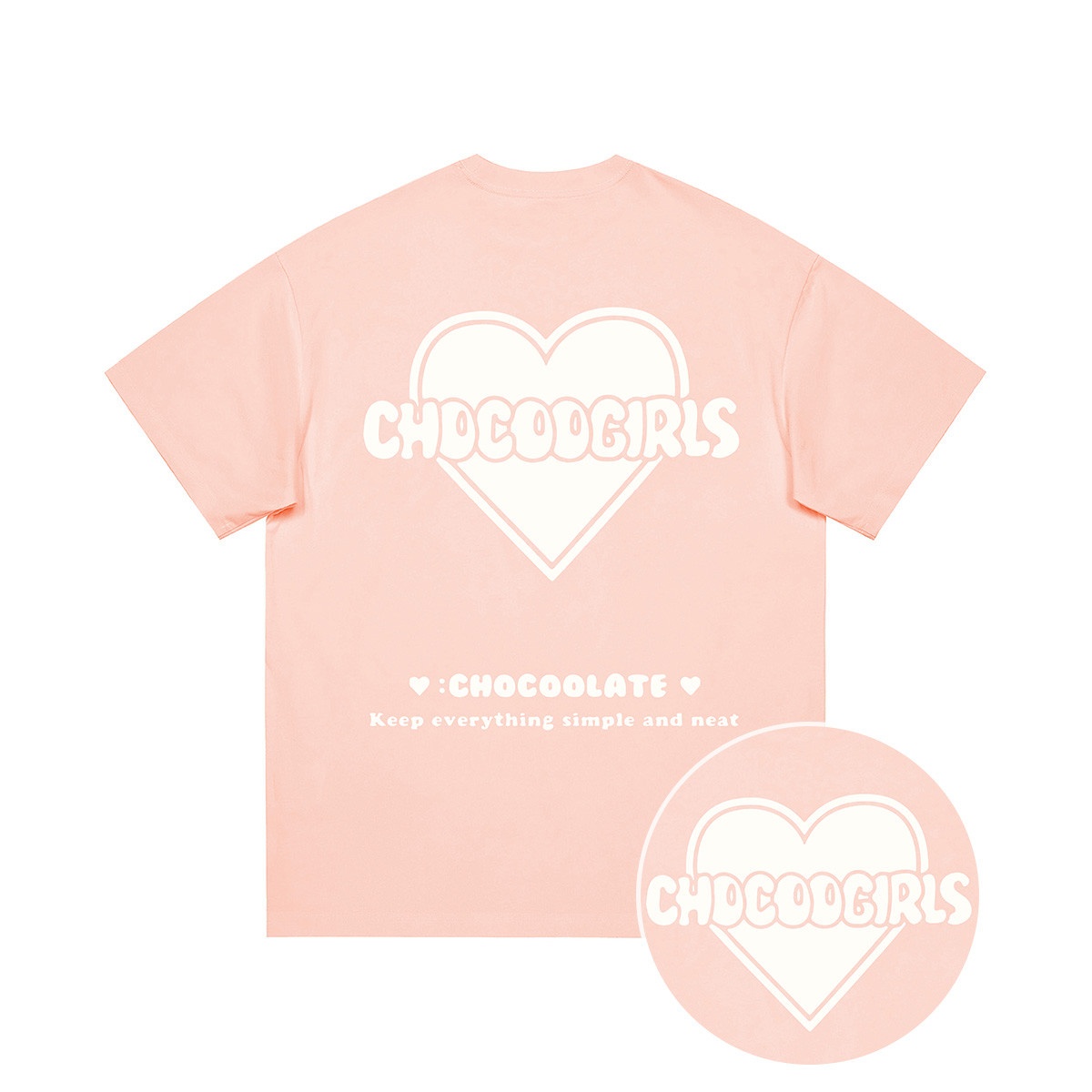 13708811.i.t CHOCOOLATE复古宽松街头爱心印花短袖T恤女