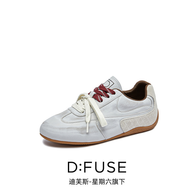 13000144.【墨斯本&D:Fuse/迪芙斯联名款】双拼系带平跟德训女鞋百搭时尚休闲女款舒适运动鞋DF4311200J