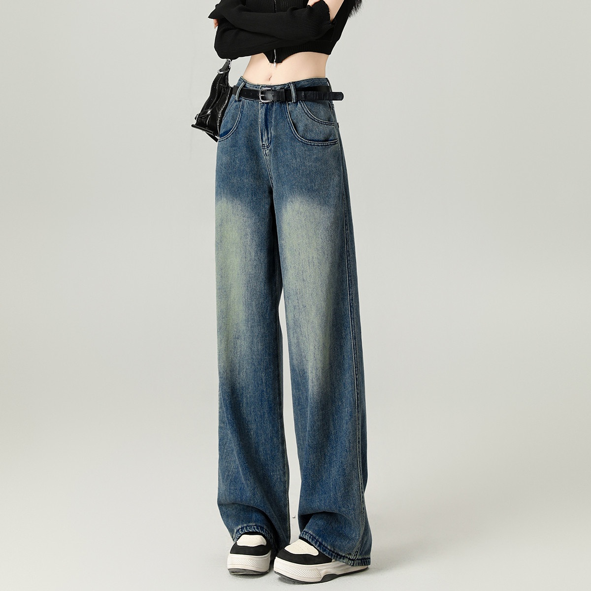 13708720.it ccaabb女装简约风阔腿裤款复古风牛仔长裤拖地裤