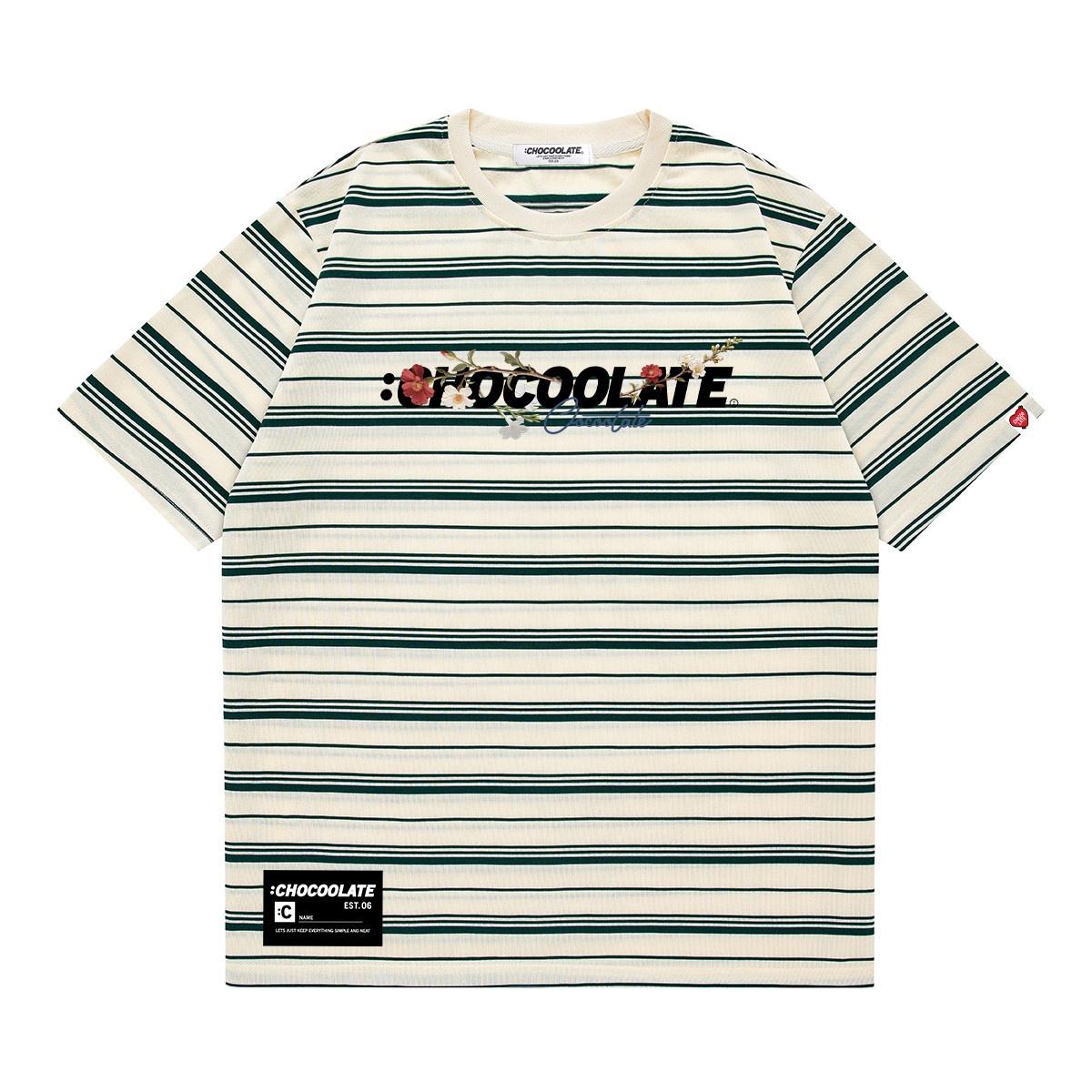 13710038.i.t CHOCOOLATE基础条纹印花LOGO短袖T恤男女