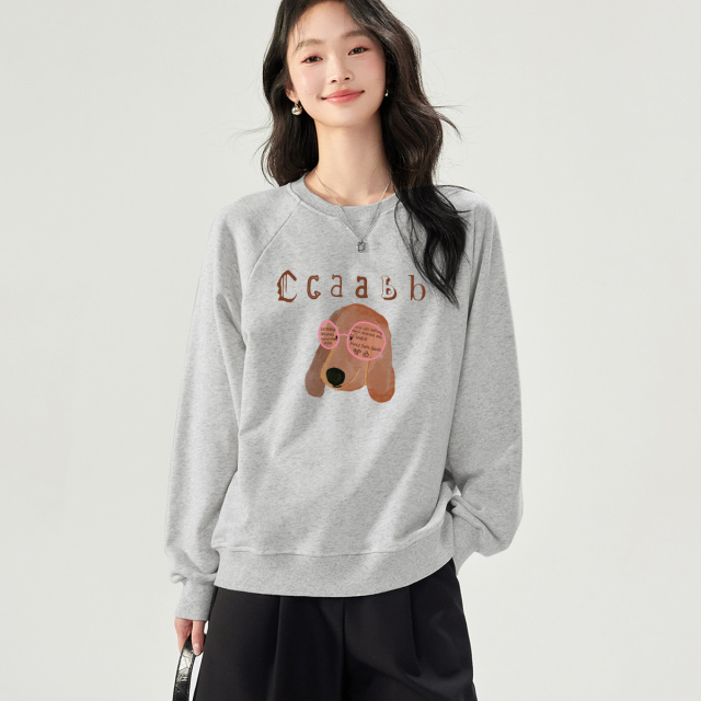 13709588.ccaabb时尚印花套头无帽卫衣日系小清新长袖女式上衣