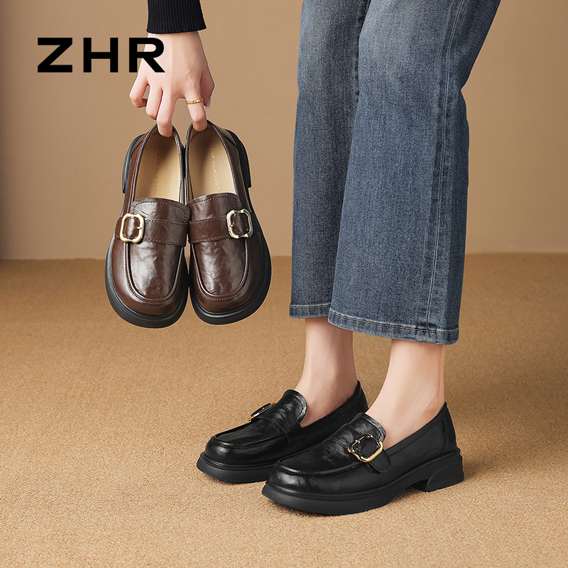 13008035.【ZHR则则】乐福鞋圆头套脚厚底女鞋[超纤]