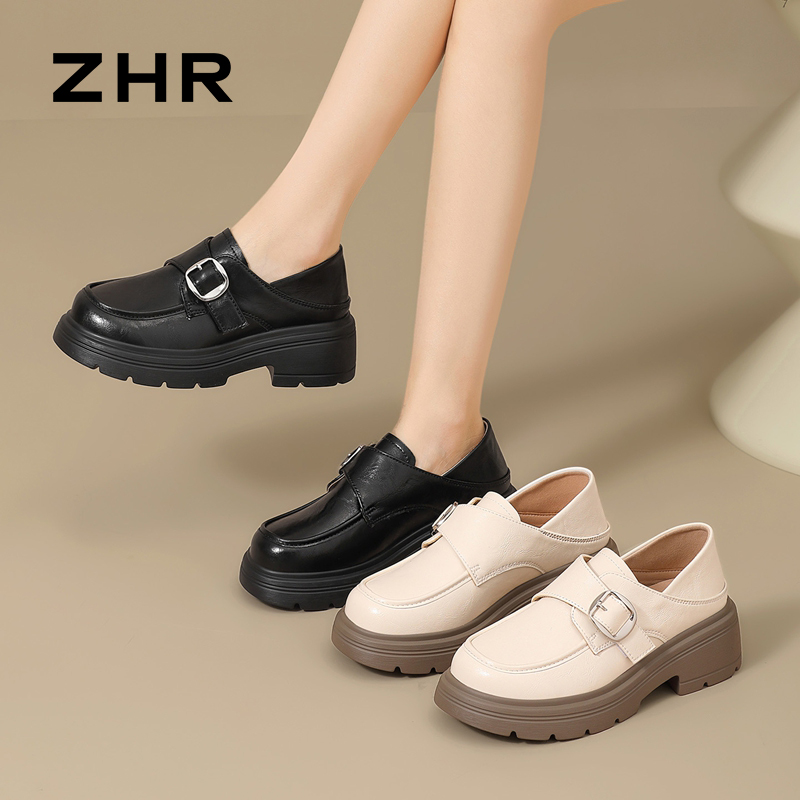 13007884.【ZHR则则】深口单鞋圆头魔术贴厚底女鞋[超纤]