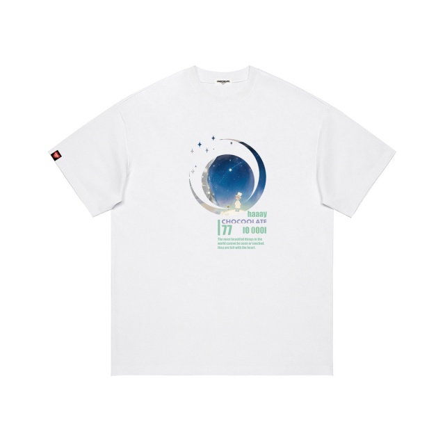 13709660.it CHOCOOLATE夏季复古星空月亮卡通短袖T恤全棉男