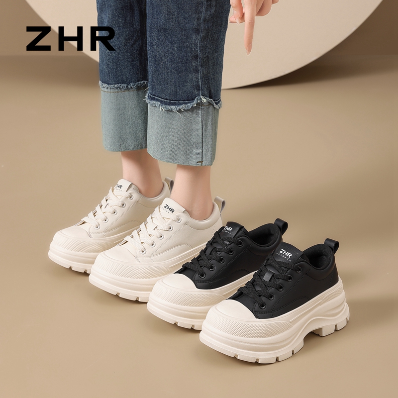13008025.【ZHR则则】小白鞋圆头系带厚底女鞋[超纤]