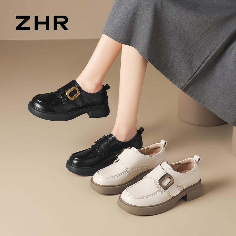 13007933.【ZHR则则】深口单鞋圆头魔术贴厚底女鞋[超纤]