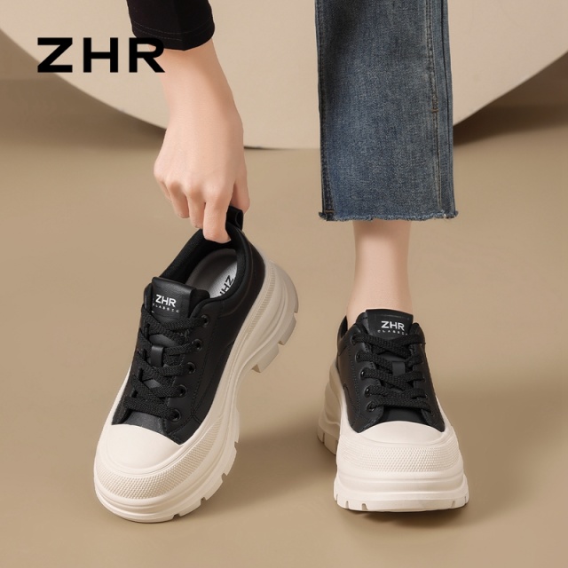 13008025.【ZHR则则】小白鞋圆头系带厚底女鞋[超纤]