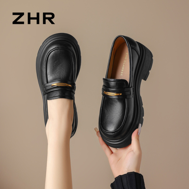 13007886.【ZHR则则】乐福鞋圆头套脚厚底女鞋[超纤]