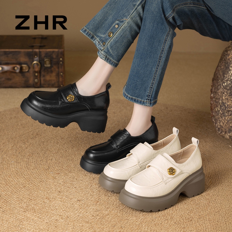 13007938.【ZHR则则】深口单鞋圆头魔术贴厚底女鞋[超纤]