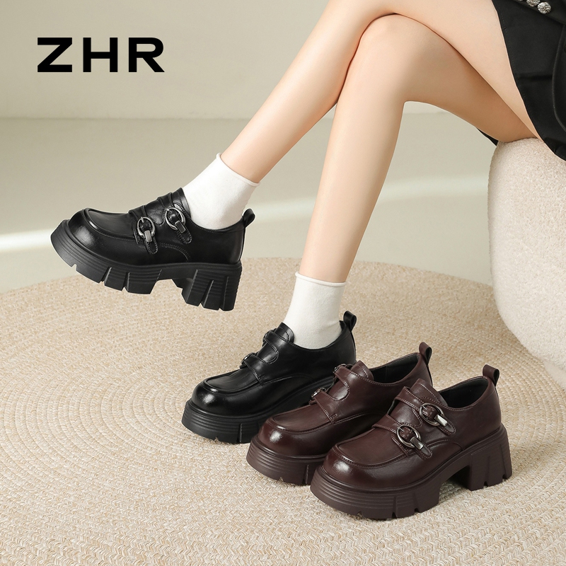 13007913.【ZHR则则】深口单鞋圆头魔术贴厚底女鞋[PU]