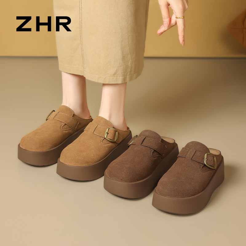 13007967.【ZHR则则】勃肯拖鞋圆头套脚厚底女鞋[牛纤绒]