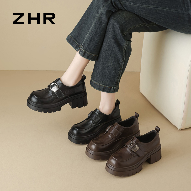 13007962.【ZHR则则】深口单鞋圆头魔术贴厚底女鞋[PU]