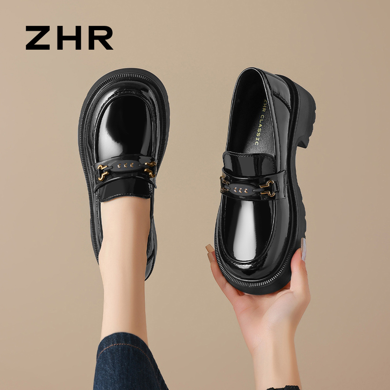 13007982.【ZHR则则】乐福鞋圆头套脚厚底女鞋[镜面超纤]