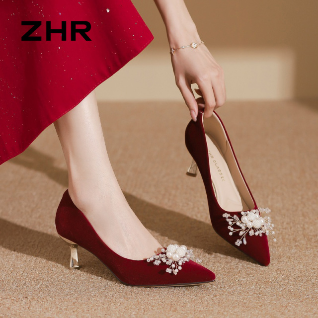 13747370.【ZHR则则】高跟鞋尖头套脚珍珠细跟女鞋[格利特&绒布]