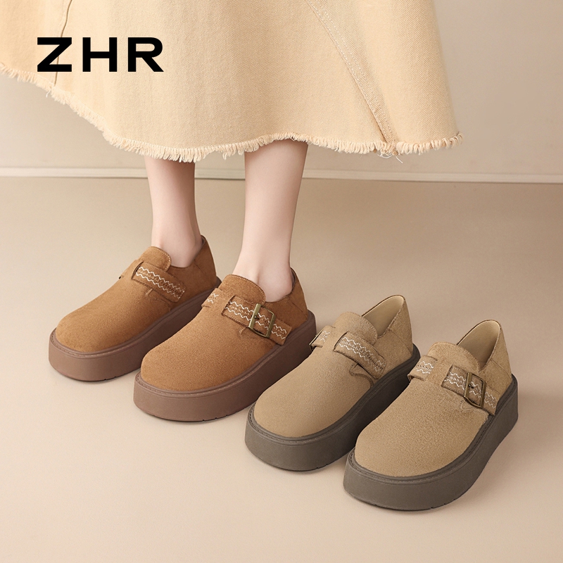 13007968.【ZHR则则】勃肯鞋圆头魔术贴厚底女鞋[牛奶绒]