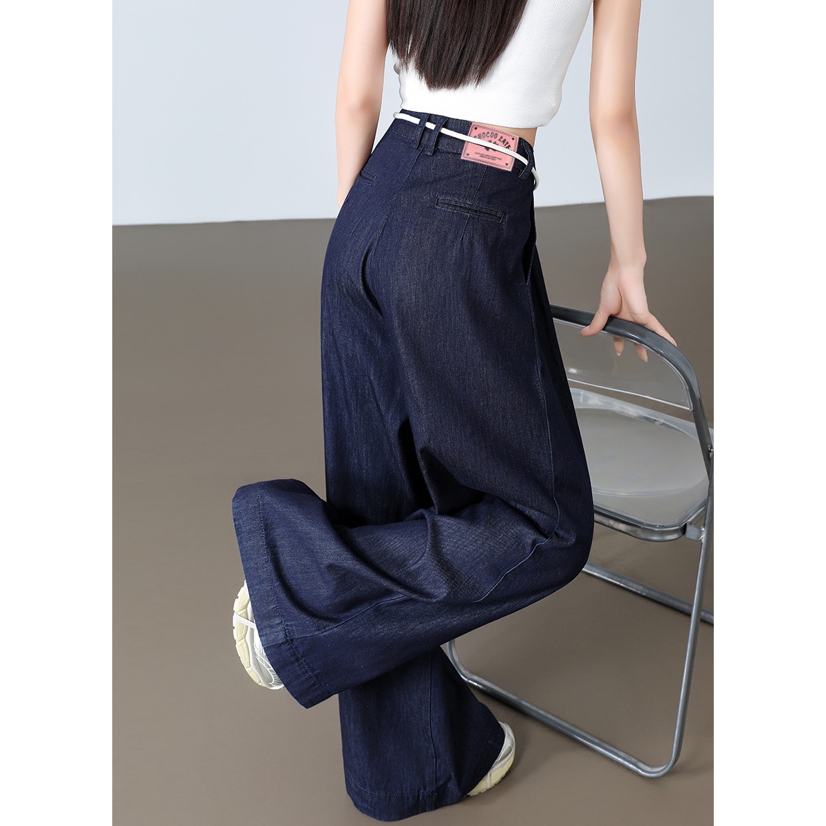 13710284.CHOCOOLATE春夏高腰垂感牛仔裤美式宽松阔腿显瘦长裤子