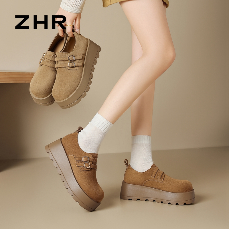 13007920.【ZHR则则】勃肯鞋圆头套脚厚底女鞋[羊京绒]