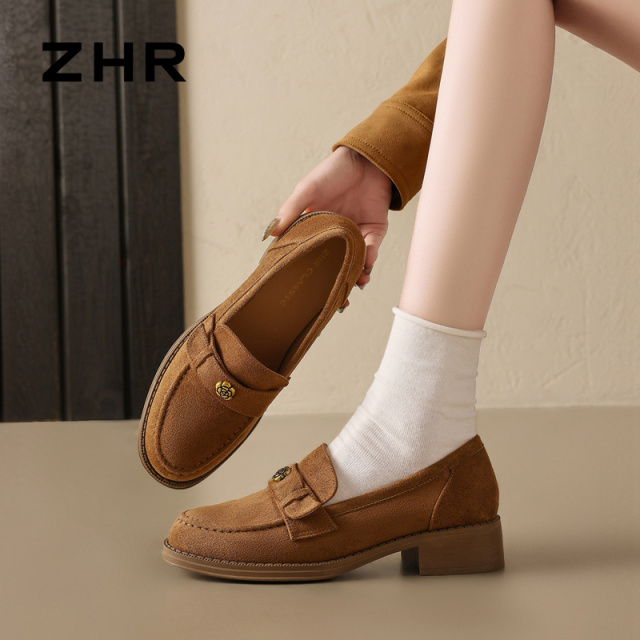 13007948.【ZHR则则】乐福鞋圆头套脚平底女鞋[羊京绒]