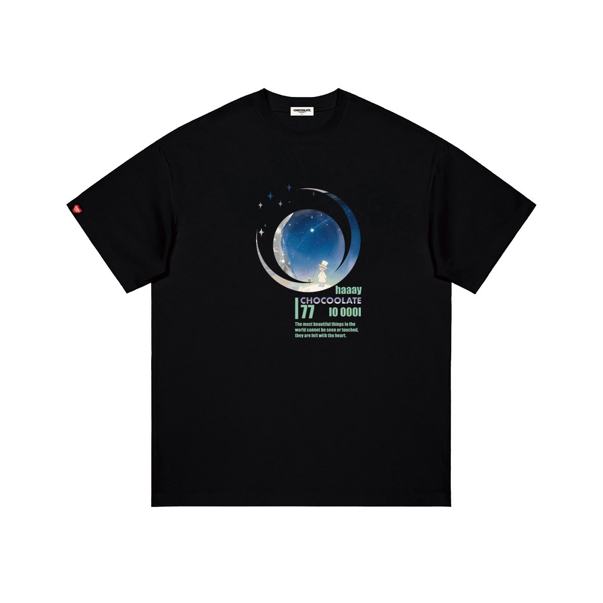 13709660.it CHOCOOLATE夏季复古星空月亮卡通短袖T恤全棉男