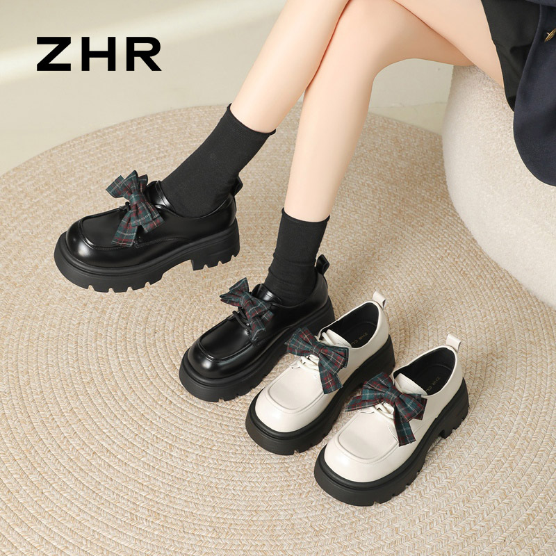 13012931.【ZHR则则】深口单鞋圆头系带厚底女鞋[PU]