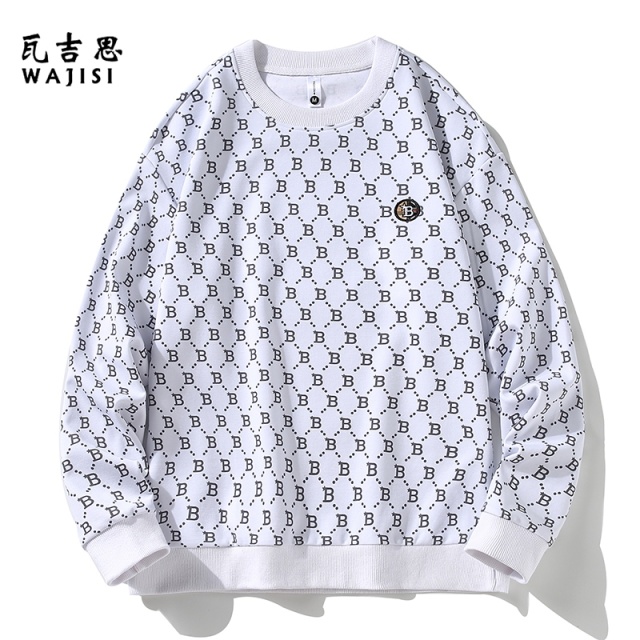 13009866.春秋新款男士卫衣圆领字母百搭休闲时尚潮流经典上衣打底衫T恤
