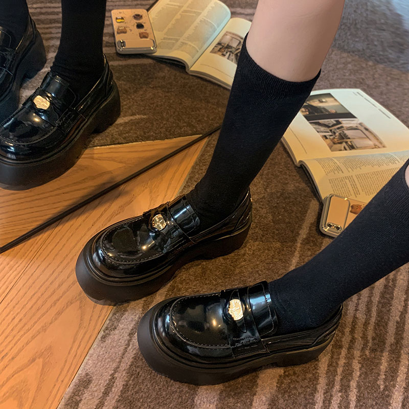 13019412.新款学院风深口乐福鞋百搭增高休闲乐福鞋女鞋子