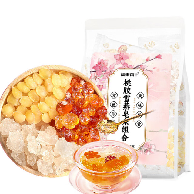 13023666.【福东海2袋装】桃胶雪燕皂角米组合 精选雪莲子桃花泪银耳羹女性养生滋补品 180克/袋