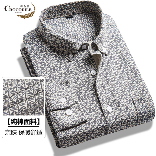 13030157.鳄鱼恤【纯棉优选】四季款时尚字母印花柔软亲肤男式衬衫男