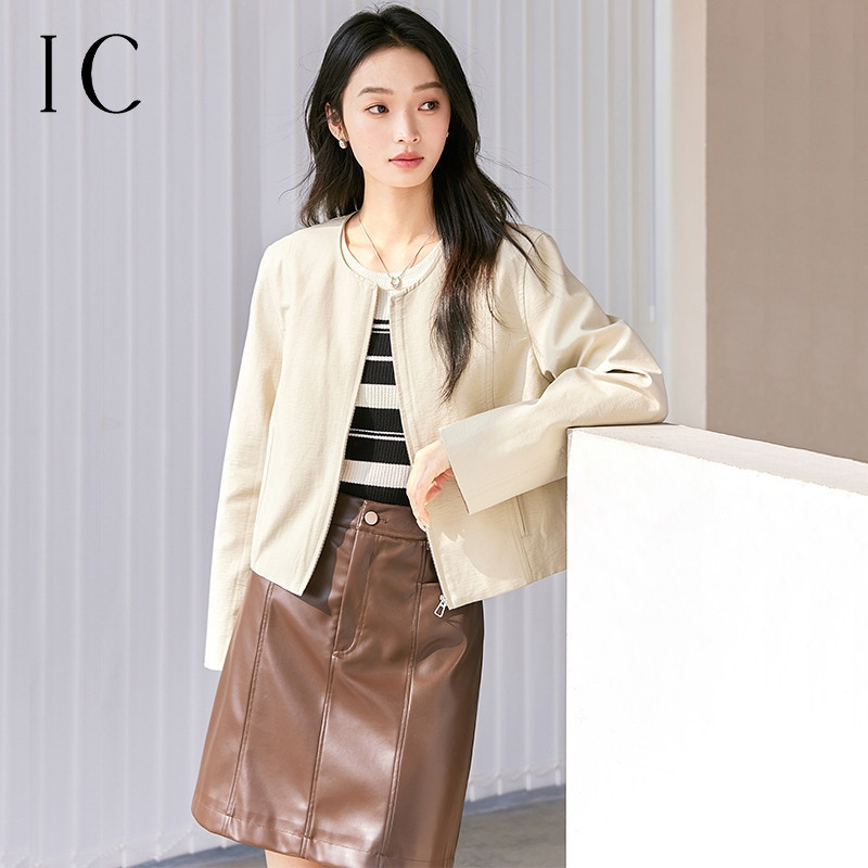 13029893.百搭圆领休闲夹克外套女2025春秋新款通勤职业气质设计感高级