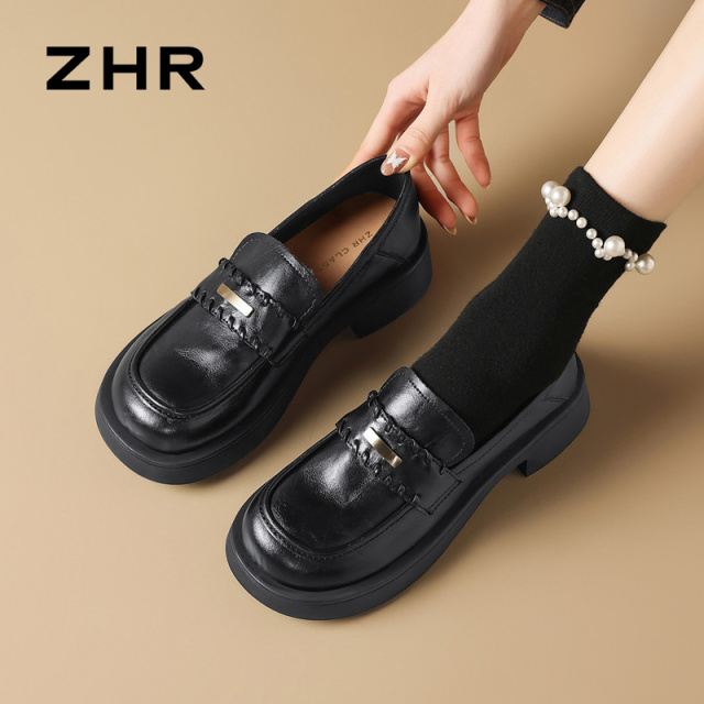 13033617.【ZHR则则】乐福鞋圆头套脚厚底女鞋[超纤]