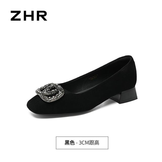 13033876.【ZHR则则】浅口方头套脚粗跟女鞋[羊京绒]