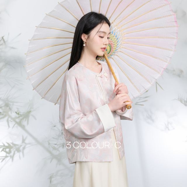 13031198.三彩【浮光花影】2026春季新款新中式提花外套盘扣开衫宽松C