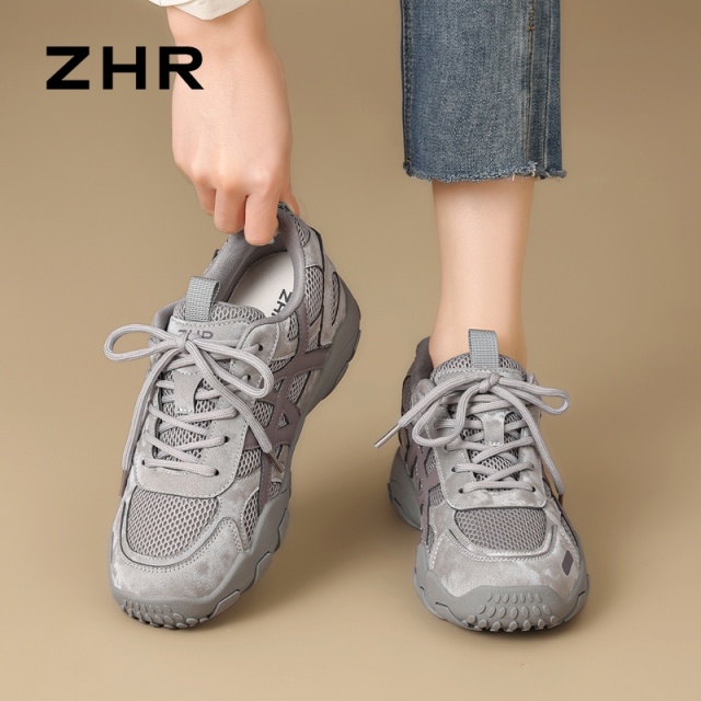 13033622.【ZHR则则】阿甘鞋圆头系带平底女鞋[PU+网布]