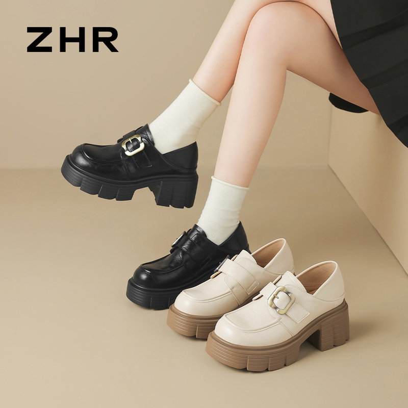 13033579.【ZHR则则】深口单鞋圆头魔术贴厚底女鞋[PU]